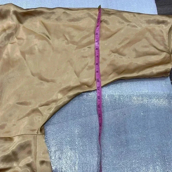 [XS]Zara Knotted V-Neck Satin Effect  Midi Dress in Gold Casual Elegant Women - Picture 15 of 16